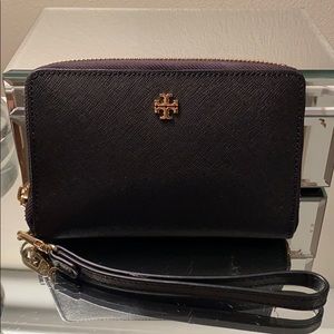 Tory Burch saffiano wallet wristlet black